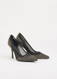 L.K. BENNETT FINLEY BLACK & GOLD MESH COURTS – part sheer court shoes