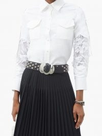 THEBE MAGUGU Floral-appliqué mesh insert cotton-poplin shirt