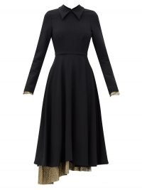 DUNCAN Gabier lamé-trimmed crepe dress ~ metallic gold trim LBD