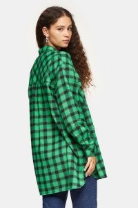 TOPSHOP Green Check Oversized Casual Shirt ~ checked shirts