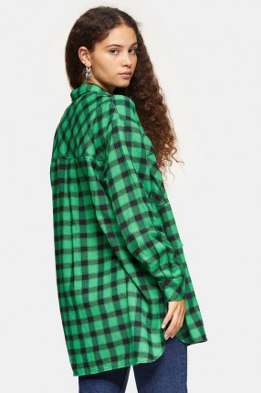 TOPSHOP Green Check Oversized Casual Shirt ~ checked shirts