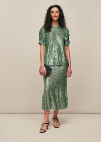 WHISTLES SEEMA GREEN SEQUIN TOP ~ sparkly party tops