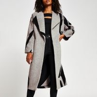 RIVER ISLAND Grey aztec print long line coatigan ~ coatigans ~ longline cardigan style coats