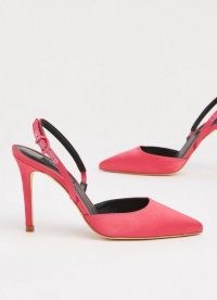 L.K. BENNETT HAYDEN BRIGHT PINK SATIN OPEN COURTS ~ pretty party heels