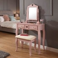 Heart Dressing Table Set – Set includes a stylish dressing table, adjustable mirror and matching padded stool