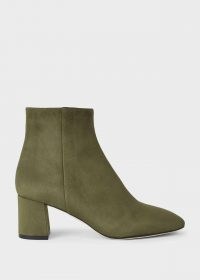 HOBBS IMOGEN ANKLE BOOT – olive-green block heel boots – winter colours – autumn footwear