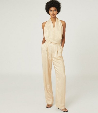 Reiss JODY JUMPSUIT METALLIC GOLD ~ party glamour ~ glamorous occasion ...