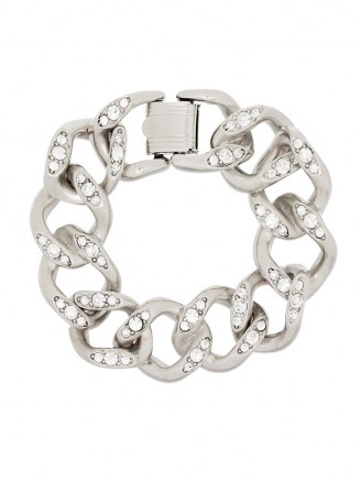Kenneth Jay Lane crystal-embellished silver-tone chain bracelet / chunky bracelets / statement jewellery
