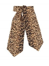 SAINT LAURENT Leopard-print silk-etamine lavallière / animal print pussy bow ties