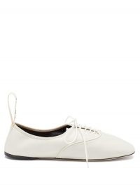 LOEWE Logo-tab white-leather Oxford shoes / lace up ballet flats