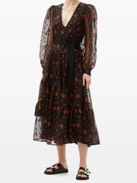 ERDEM Lucina floral-embroidered organza dress | | sheer puff sleeve dresses