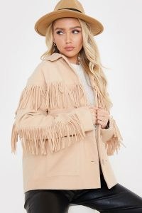 MEGAN MCKENNA STONE FELT FRINGE OVERSIZED JACKET ~ fringed jackets ~ celebrity inspired fashion