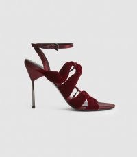 Reiss MONROE VELVET PIN-HEEL SANDALS PLUM ~ luxe stiletto party heels