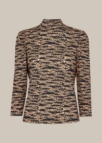 WHISTLES TIGER LEOPARD PRINT HIGH NECK / animal print tops