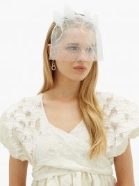 MAISON MICHEL Naleya polka-dot tulle bow-embellished headband ~ sheer veil style headbands