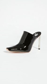 Off-White Patent Allen Sabot Mules ~ glossy black evening heels