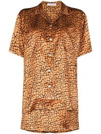 Olivia von Halle Emeli leopard-print silk pajamas / animal print pyjama sets / shirt and shorts nightwear