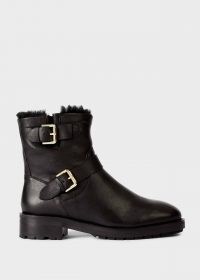 HOBBS PHILLIPA ANKLE BOOT – black leather biker boots – buckle detail winter footwear – essential casual weekend style