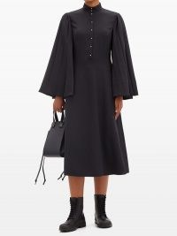 LOEWE Pleated angel-sleeve silk-blend dress ~ wide sleeve lbd