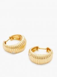 YVONNE LÉON Ridged diamond & gold hoop earrings ~ textured jewellery ~ ridge detail hoops