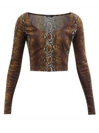 VERSACE Scoop-neck python-print jersey top / snake print crop tops