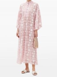 LA VIE STYLE HOUSE Sequinned mesh kaftan ~ pink floral kaftans