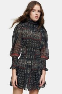 Topshop Shirred Paisley Print Mini Dress | volume sleeve dresses