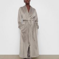 VELOUR LONG ROBE – smoke color- soft and luxurious – Skims