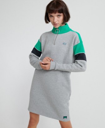 SUPERDRY Panel Zip Sweat Dress ~ high neck sweatshirts dresses ~ casual, comfy and stylish