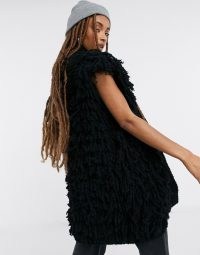 Topshop knitted shaggy gilet in black ~ gilets ~ sleeveless jackets ~ on trend knitwear