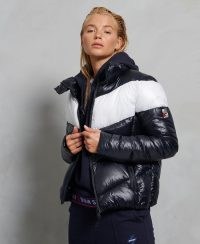 SUPERDRY SPORT Brooklyn Padded Jacket ~ blue and white colourblock winter jackets ~ casual style