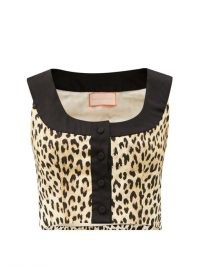 MARTA FERRI X Pierre Frey Animalier cotton-blend crop top ~ animal print tops ~ cropped hem