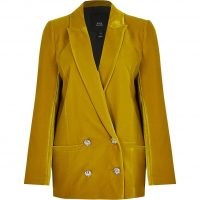 RIVER ISLAND Yellow velvet double breasted blazer ~ bright blazers