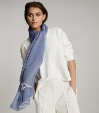 REISS ALEX OVERSIZED WOOL SCARF BLUE ~ winter scarves