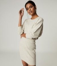 REISS ALEXA KNITTED SWEAT DRESS GREY / cosy loungewear dresses / comfort dressing / chic casual clothing