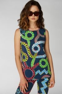 Camilla Perkins X Gorman AQUARIUS FITTED SPORTS TANK – printed sportswear top