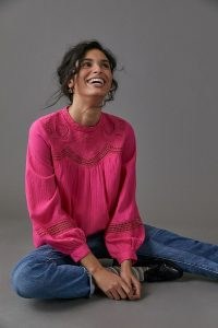 ANTHROPOLOGIE Harmony Lace Blouse / pink blouses