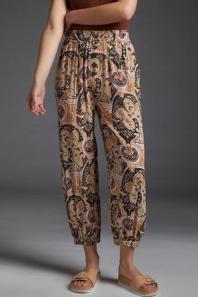 ANTHROPOLOGIE Odette Printed Joggers in Honey / floral jogging bottoms