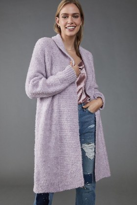 Anthropologie Lilla Textured Cardigan | lilac open front longline cardigans