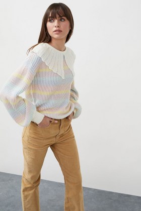 Anthropologie Misty Striped Rainbow Collar Jumper | oversized collars | multi coloured jumpers