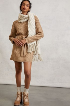 Amadi Leah Cable-Knit Sweater Dress in Cedar | high neck jumper dresses