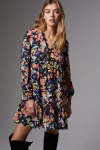 Anthropologie Scalloped Printed Mini Dress – floral boho dresses