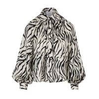 Undra Celeste New York Billow Sleeve Blouse Zebra | monochrome animal print blouses | balloon sleeves