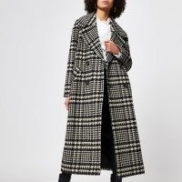 RIVER ISLAND Black check print oversized longline coat ~ monochrome dogtooth checks ~ checked winter coats