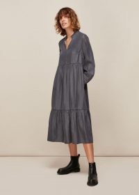 WHISTLES DENIM TRAPEZE DRESS BLACK ~ relaxed fit dresses