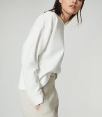 REISS BROOKE RELAXED LOUNGEWEAR SWEATSHIRT WHITE / crew neck lounge wear sweat top