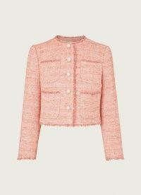 L.K. BENNETT CELESTE PINK TWEED CROPPED JACKET ~ feminine colours ~ cassic textured jackets