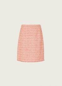 L.K. BENNETT CELESTE PINK TWEED MINI SKIRT ~ frayed hem skirts ~ textured fabrics