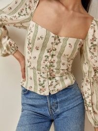 Reformation Cera Top | fitted bodice floral tops