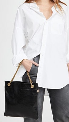 Clare V. Delphine Bag  black crinkled leather chain strap bags